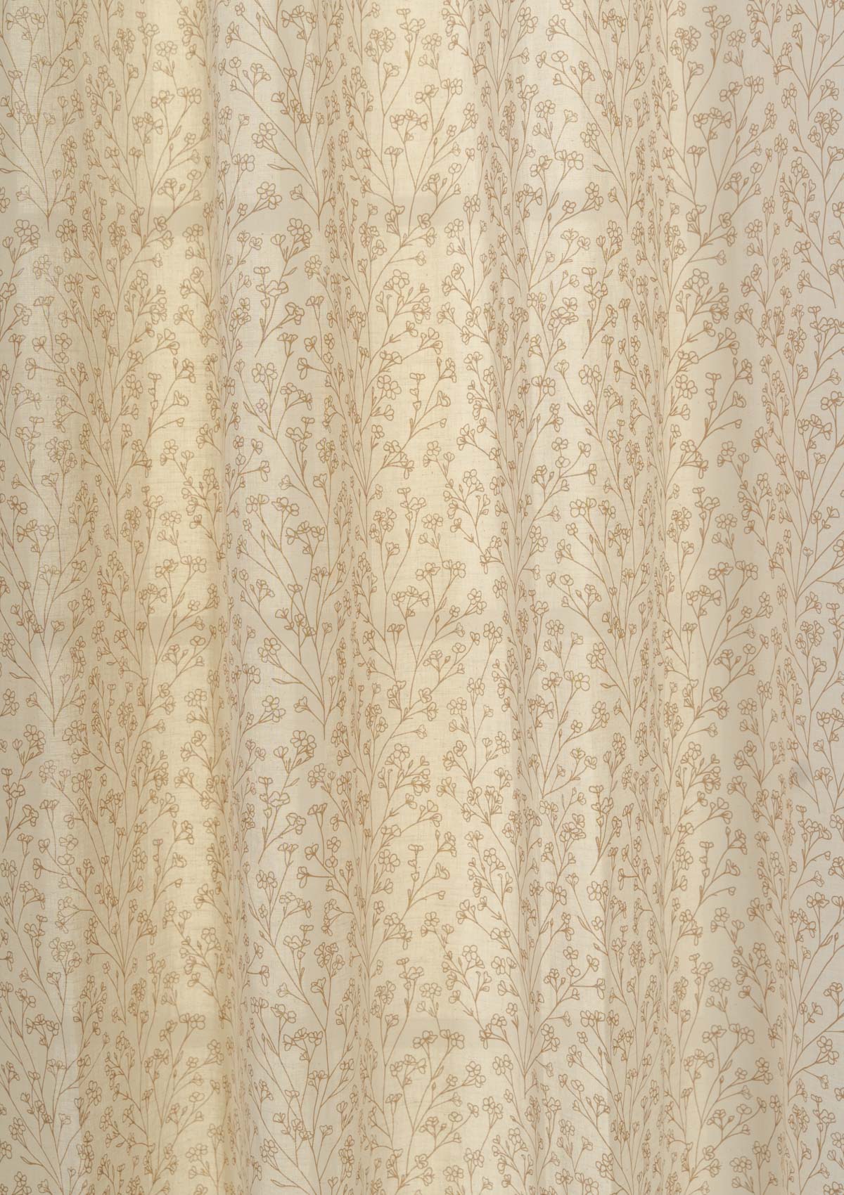 Canopy 100% cotton floral sheer curtain for living room - Light filtering - Brown - Single - Single Piece