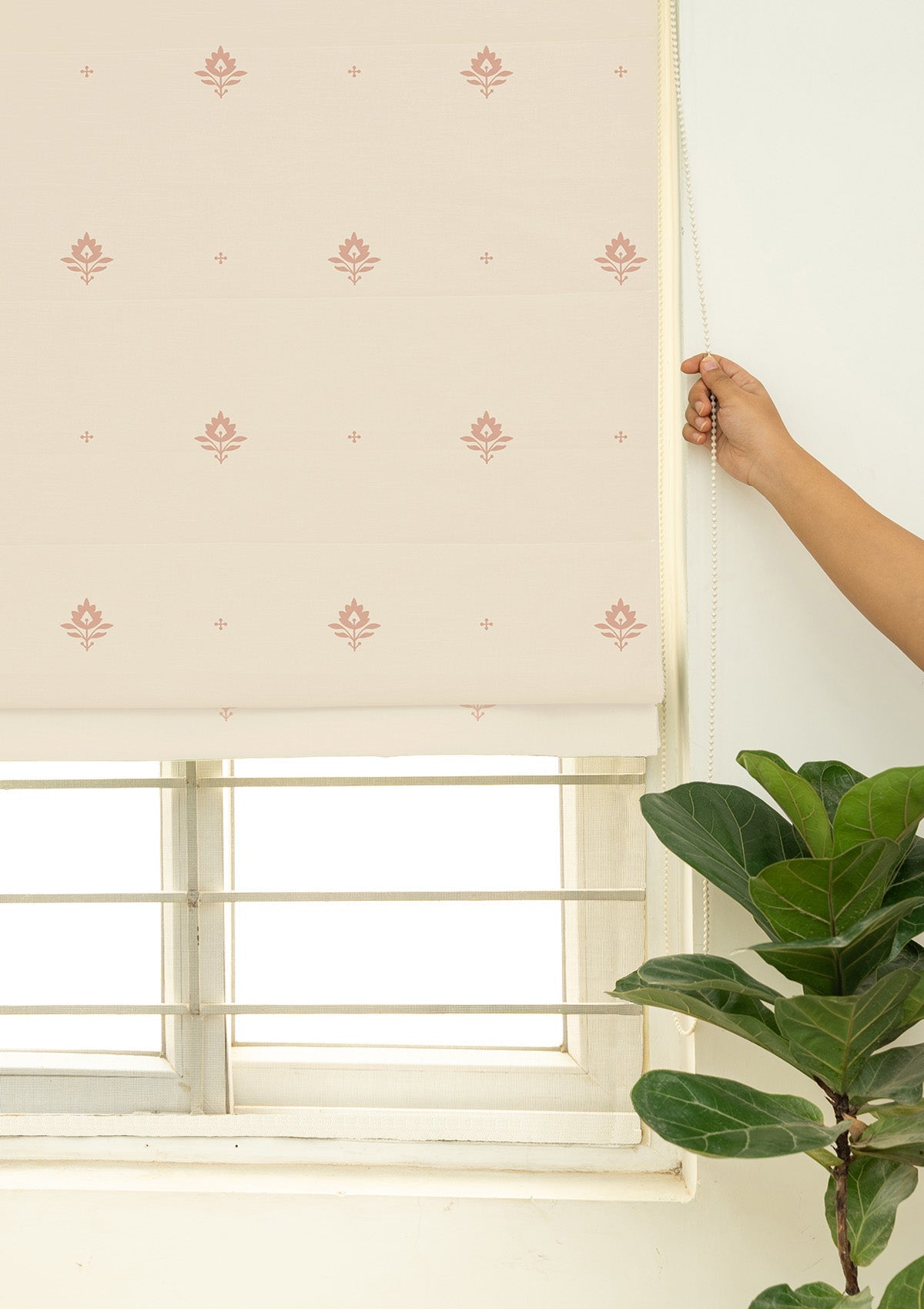 Cava Rust Minimal Printed 100% Cotton Sheer Blind For Living Room | Light Reduction