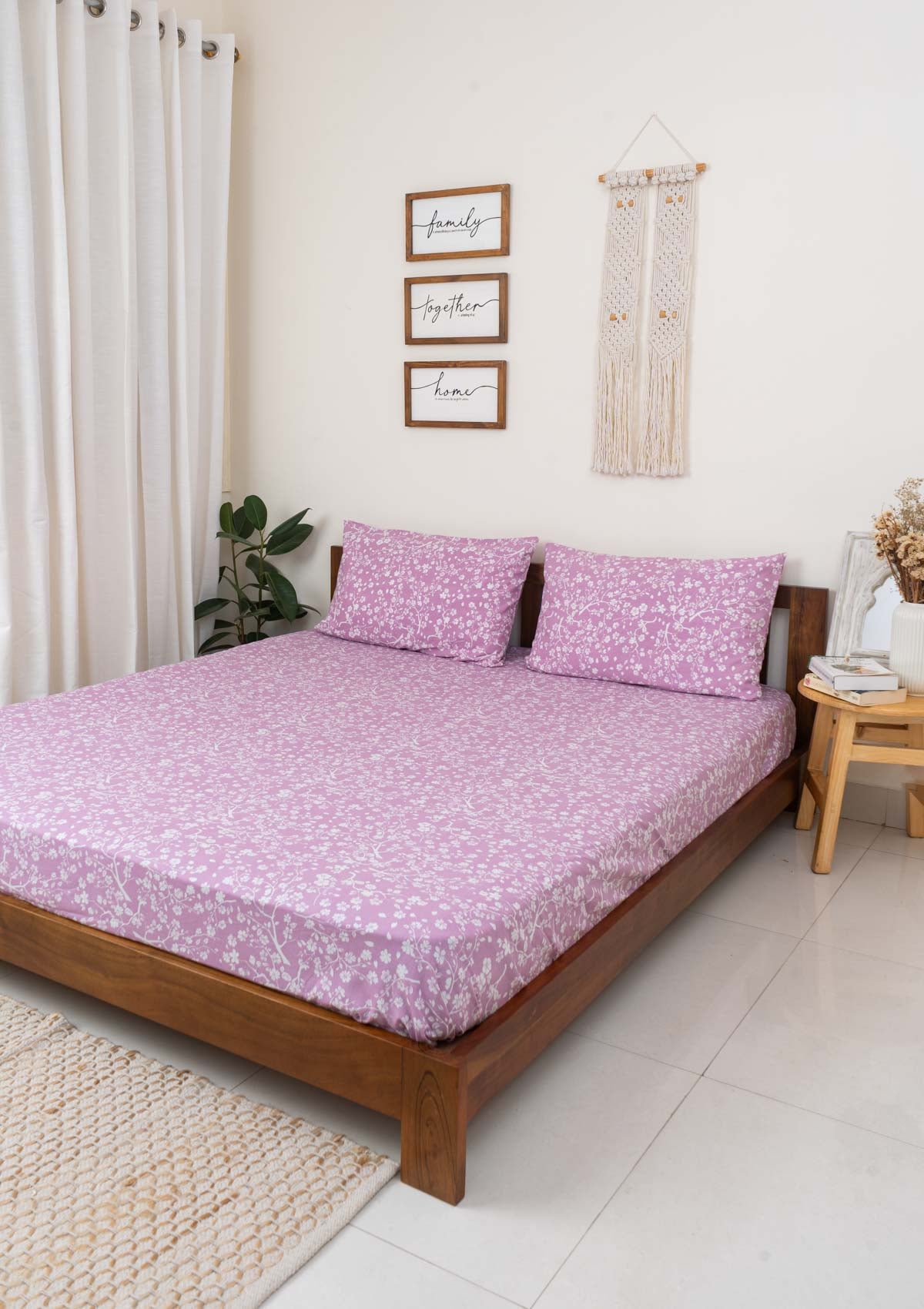 Cherry Blossom Fitted Sheet - Lilac