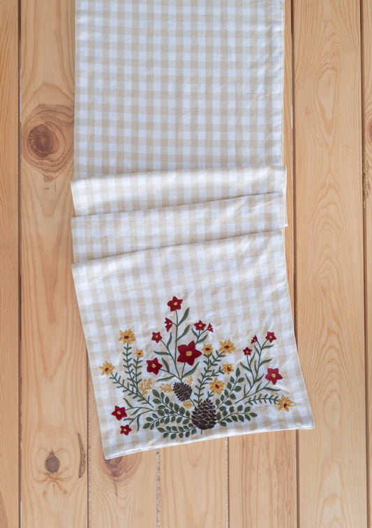 Conifers 100% cotton elegant table runner for 4 seater or 6 seater Dining - Multicolor