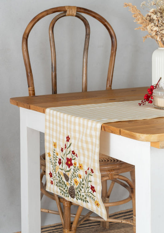 Conifers 100% cotton elegant table runner for 4 seater or 6 seater Dining - Multicolor