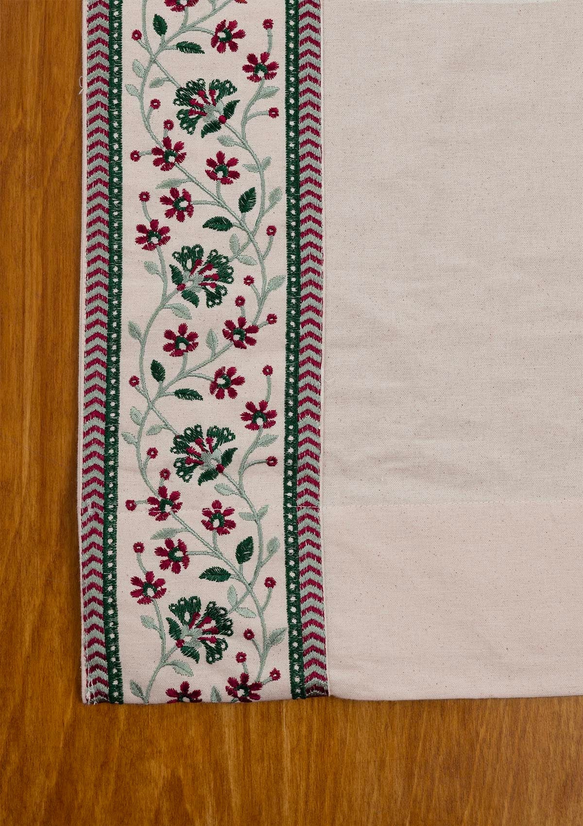 Kadamba Beige Embroidery Cotton Fabric