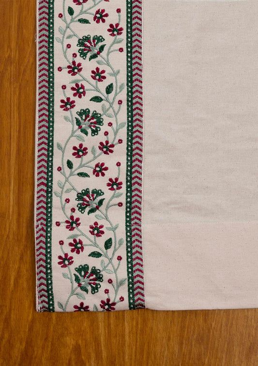 Kadamba Beige Embroidery Cotton Fabric