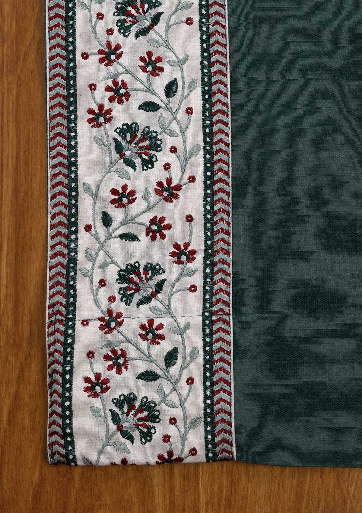 Kadamba Jade Green Embroidery Cotton Fabric