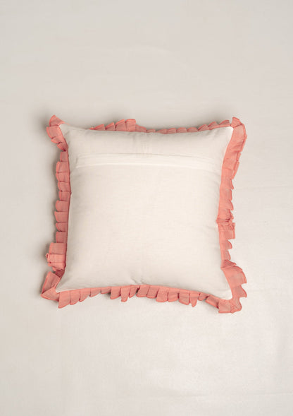 Courtyard Geometric Floral 100% Cotton Cushion Cover for Sofa - Blush Pink