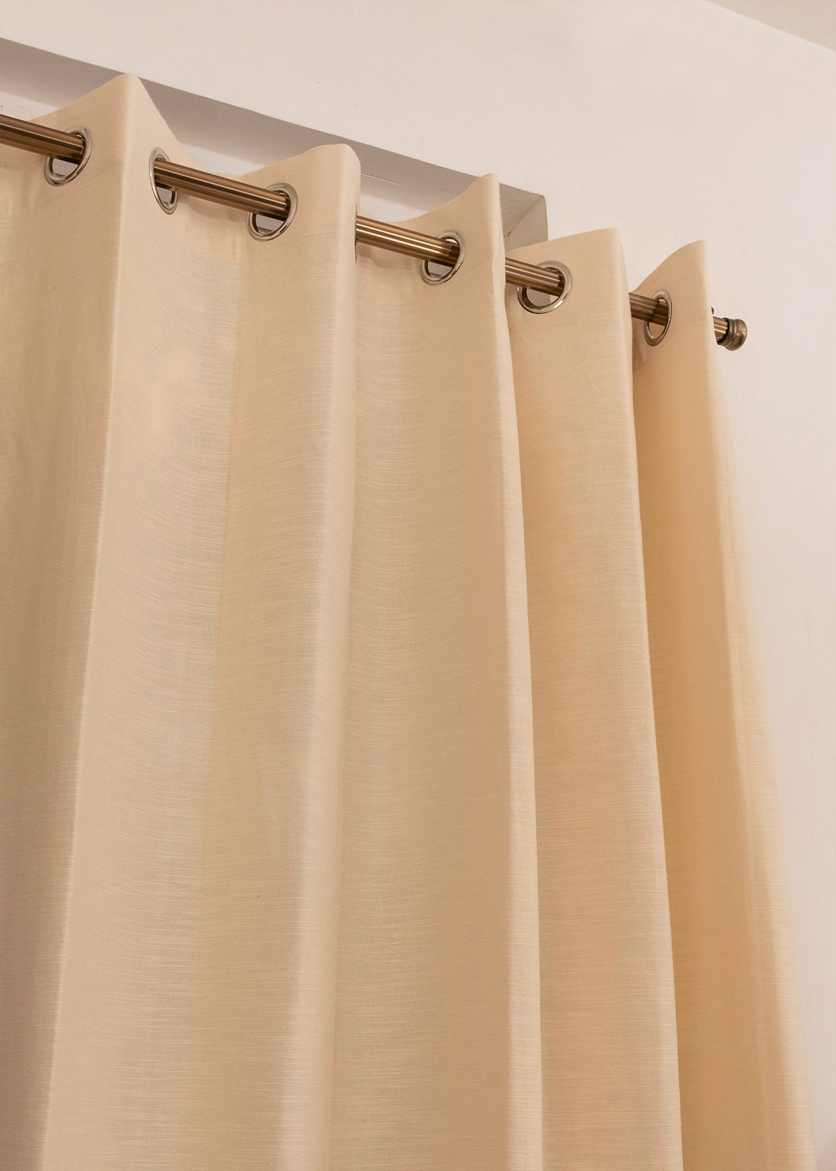 Solid Cream 100% cotton plain curtain for bedroom - Light Reduction - Single Piece