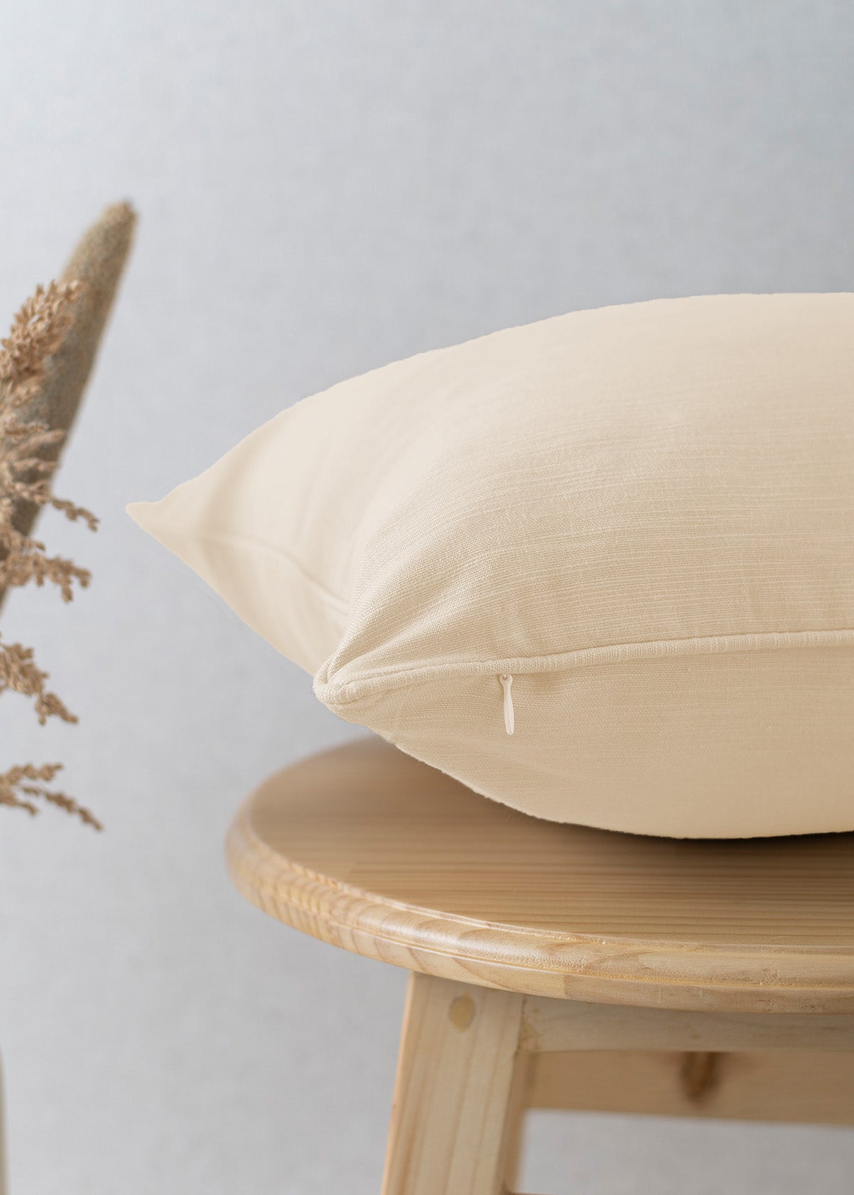 Solid Cream 100% cotton plain cushion cover for sofa