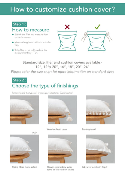 Solid White 100% cotton plain cushion cover for sofa