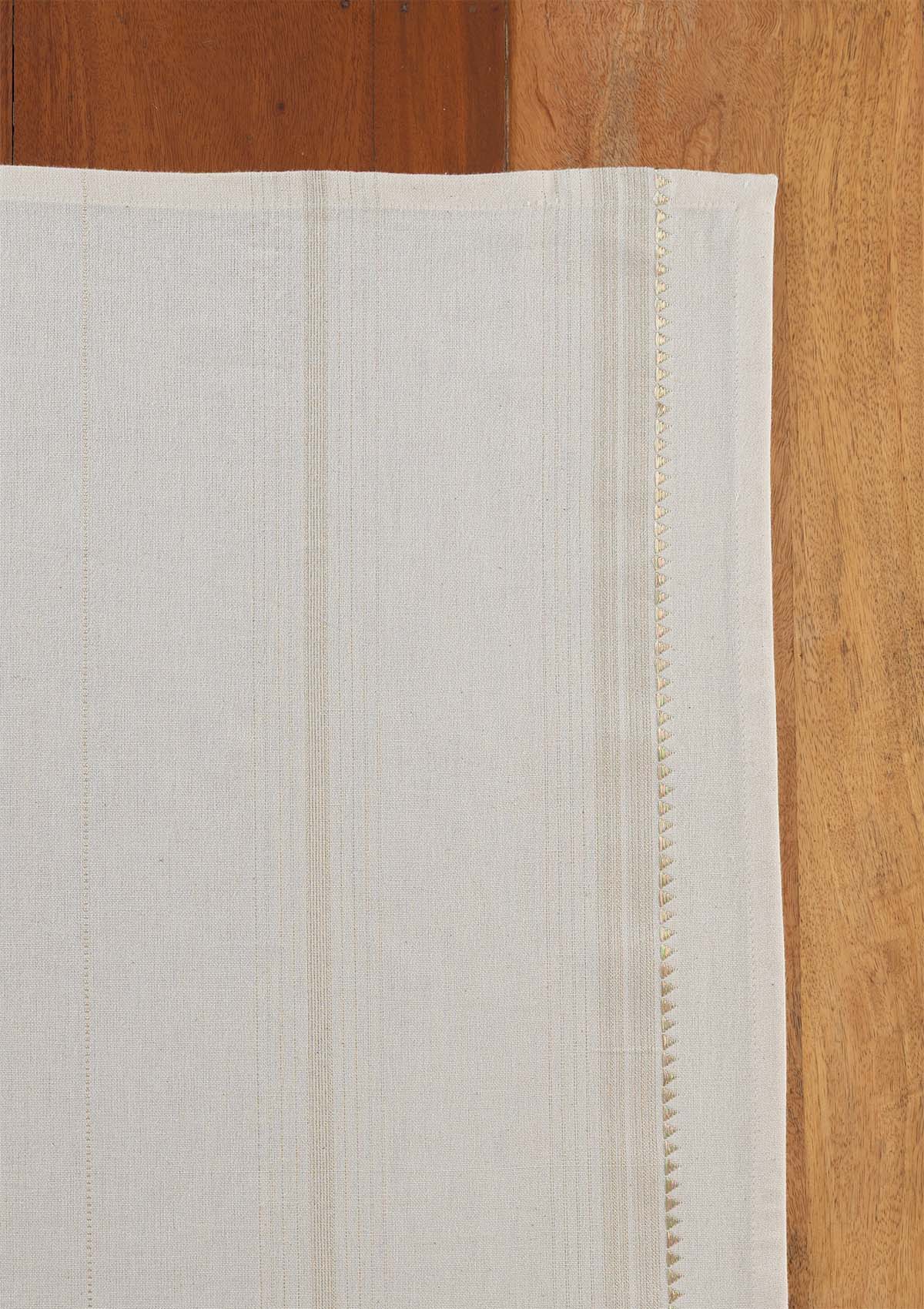 Daaram Gold & Beige Neutral Cotton Zari Blend Textured Curtain For Livingroom / Bedroom | Light Reduction | Single Piece
