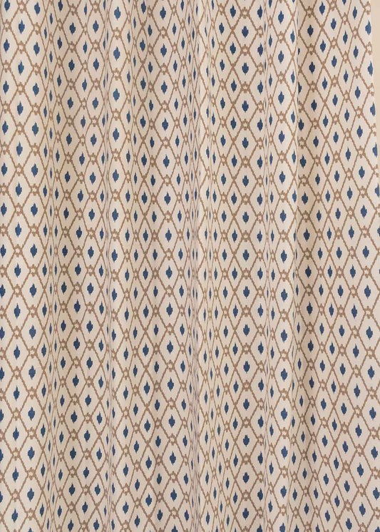 Diamond Yard printed cotton Fabric - White-Blue