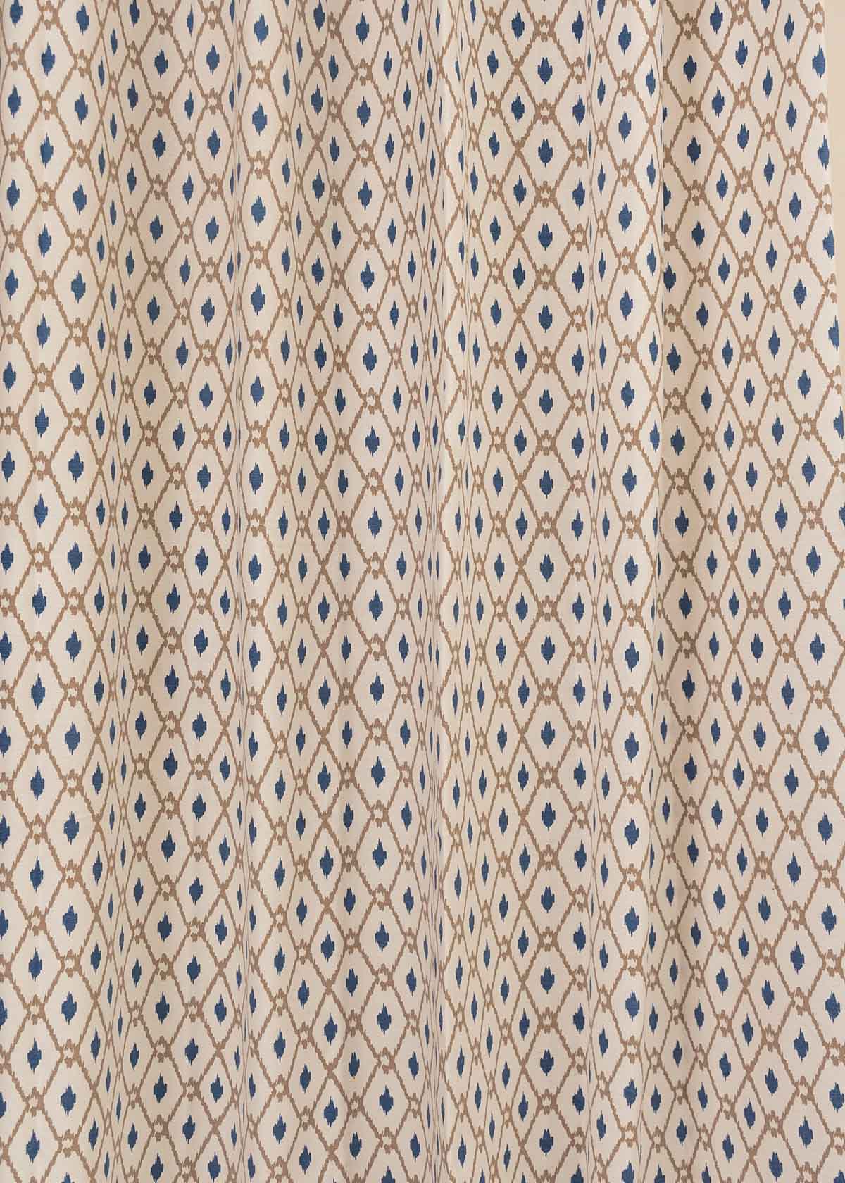 Diamond Yard 100% cotton geometric curtain for living room - Light Reduction - Royal Blue - Single Piece