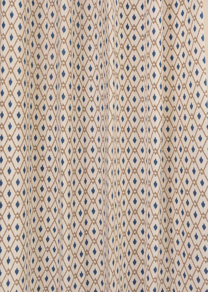 Diamond Yard 100% cotton geometric curtain for living room - Light Reduction - Royal Blue - Single Piece