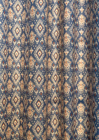Durbar Ikat Geometric Printed 100% Cotton Fabric for Living Room and Bedroom - Room Darkening - Multicolor