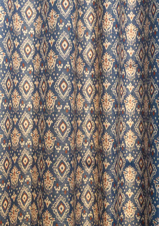 Durbar Ikat Geometric Printed 100% Cotton Fabric for Living Room and Bedroom - Room Darkening - Multicolor
