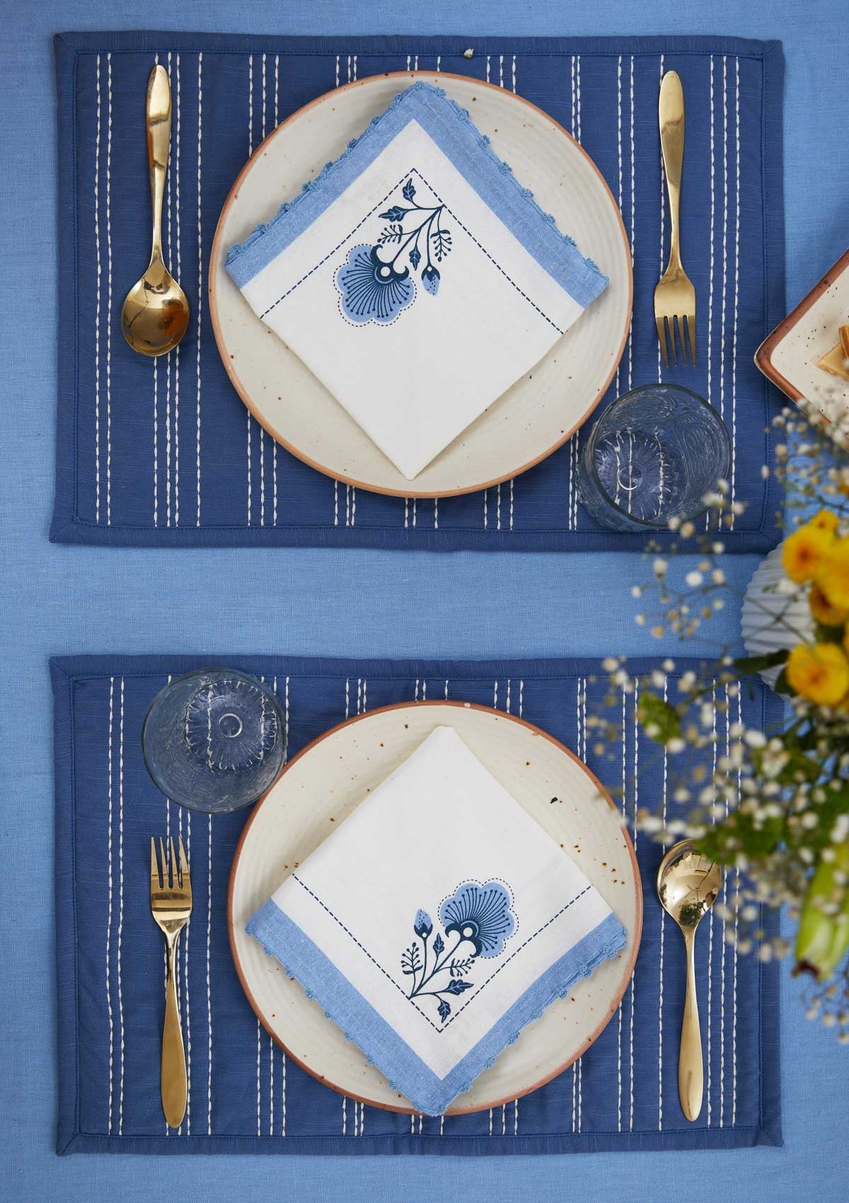 Solid Powder Blue 100% cotton plain table cloth for 4 seater or 6 seater dining