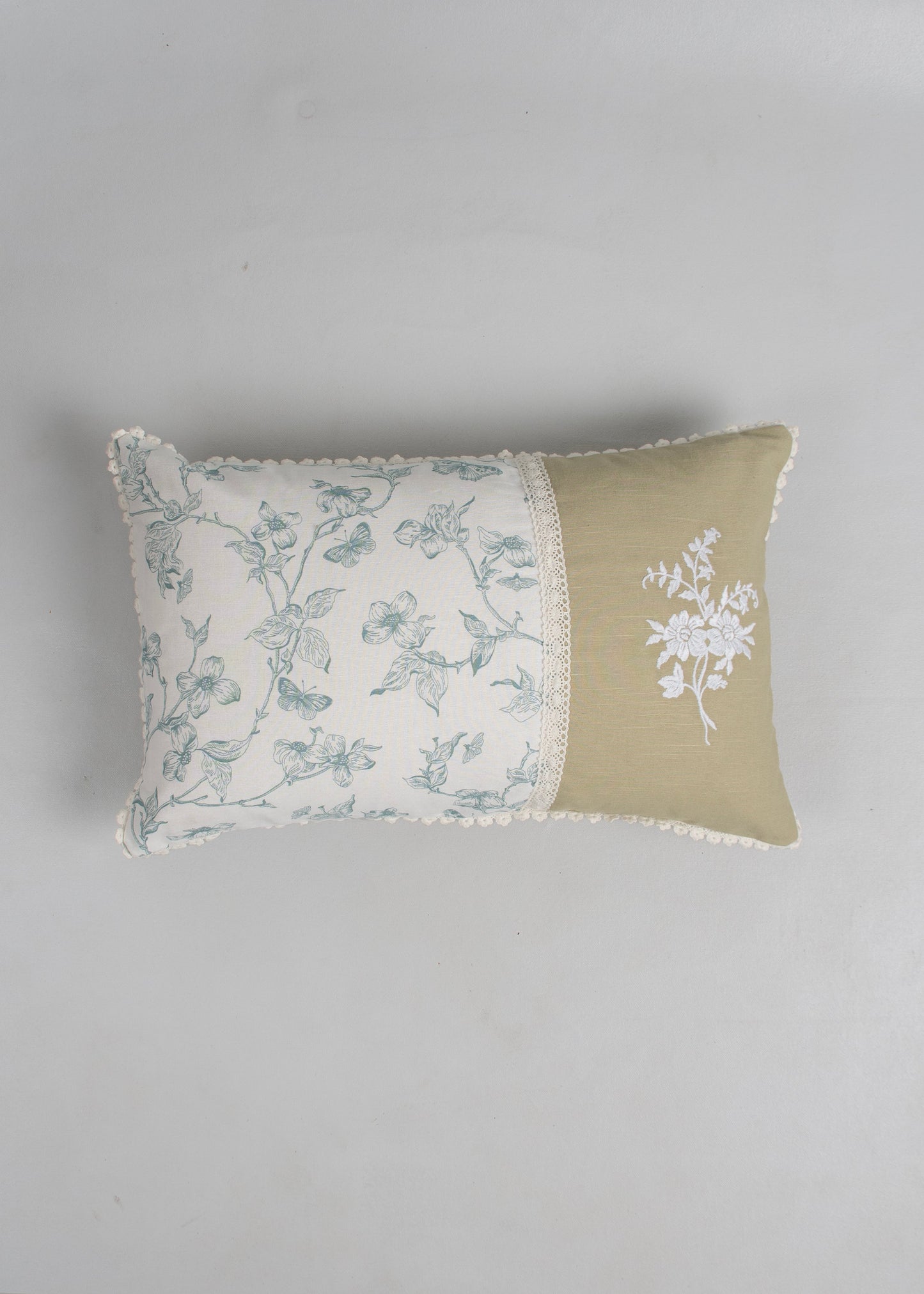 Celeste embroidered 100% Cotton Cushion Cover for Sofa - Nile Blue