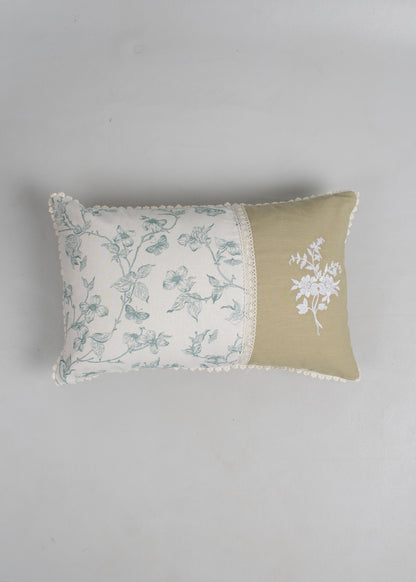 Celeste embroidered 100% Cotton Cushion Cover for Sofa - Nile Blue