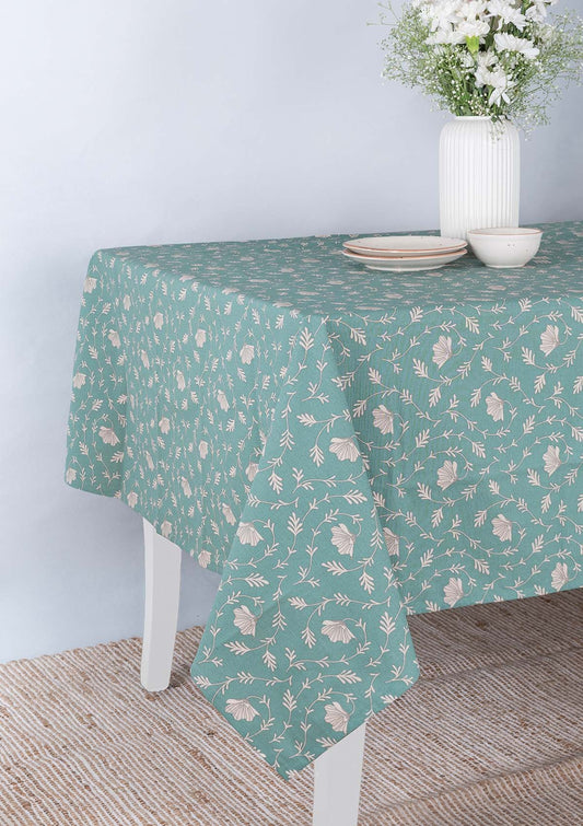 Eden Aqua blue Spill safe water-resistant coated cotton table cloth