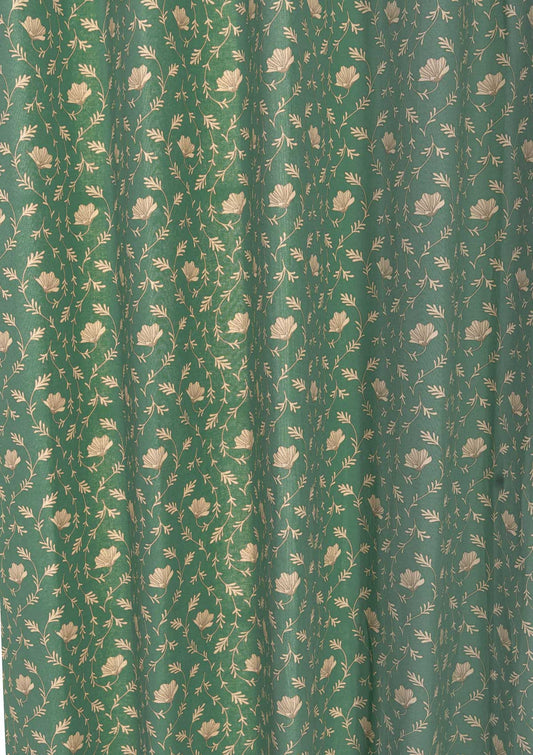 Eden aqua blue 100% cotton floral fabric for bed room -Room darkening