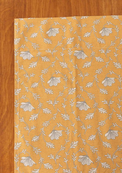 Eden mustard 100% cotton floral curtain for bed room - Room darkening - Single - Single Piece