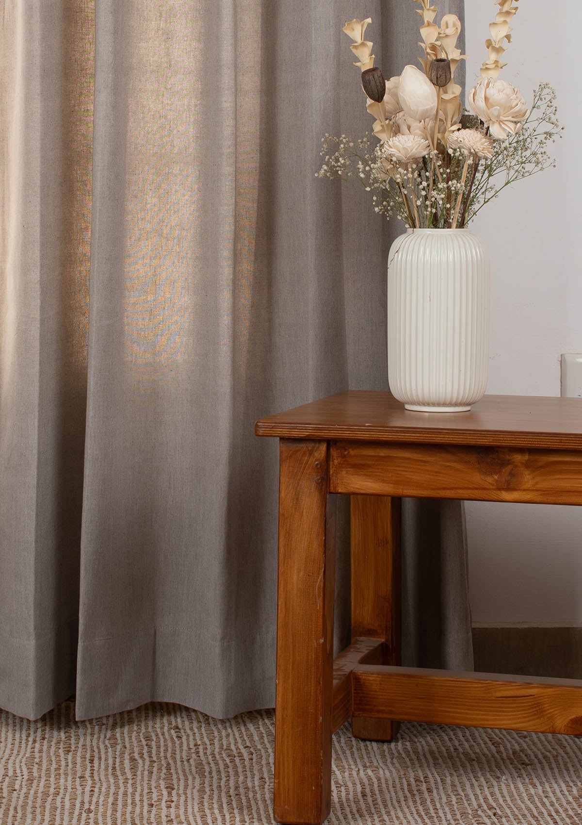 Elephant Grey Solid Linen Cotton Fabric - Room darkening - Grey