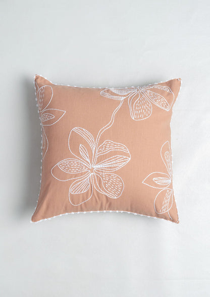 Embrose Embroidered 100% Cotton floral Design Cushion Cover for Sofa – Rust