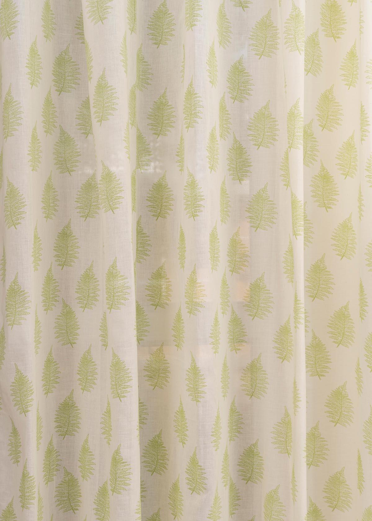 Floating Ferns printed sheer Fabric - Green