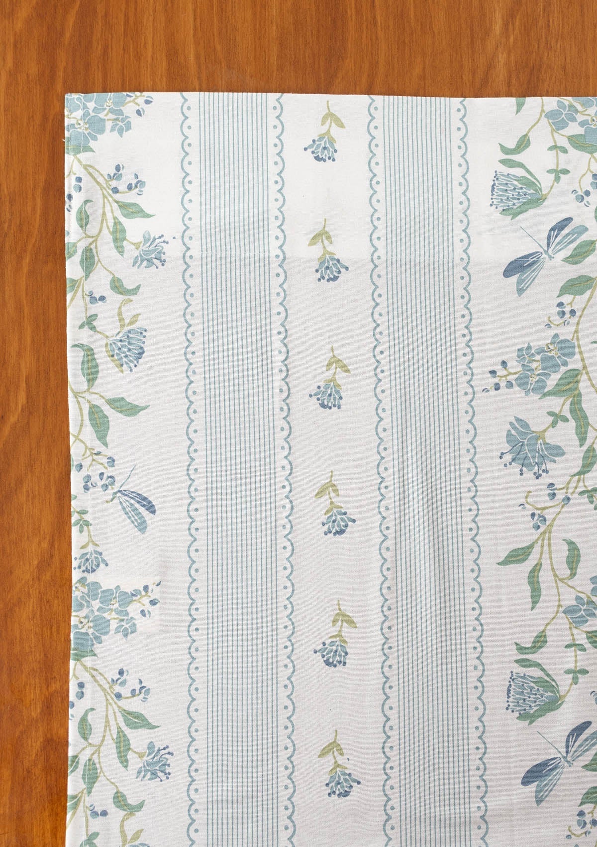 Flutter floral 100% cotton curtain for living room - Light Reduction - Nile Blue - Single Piece