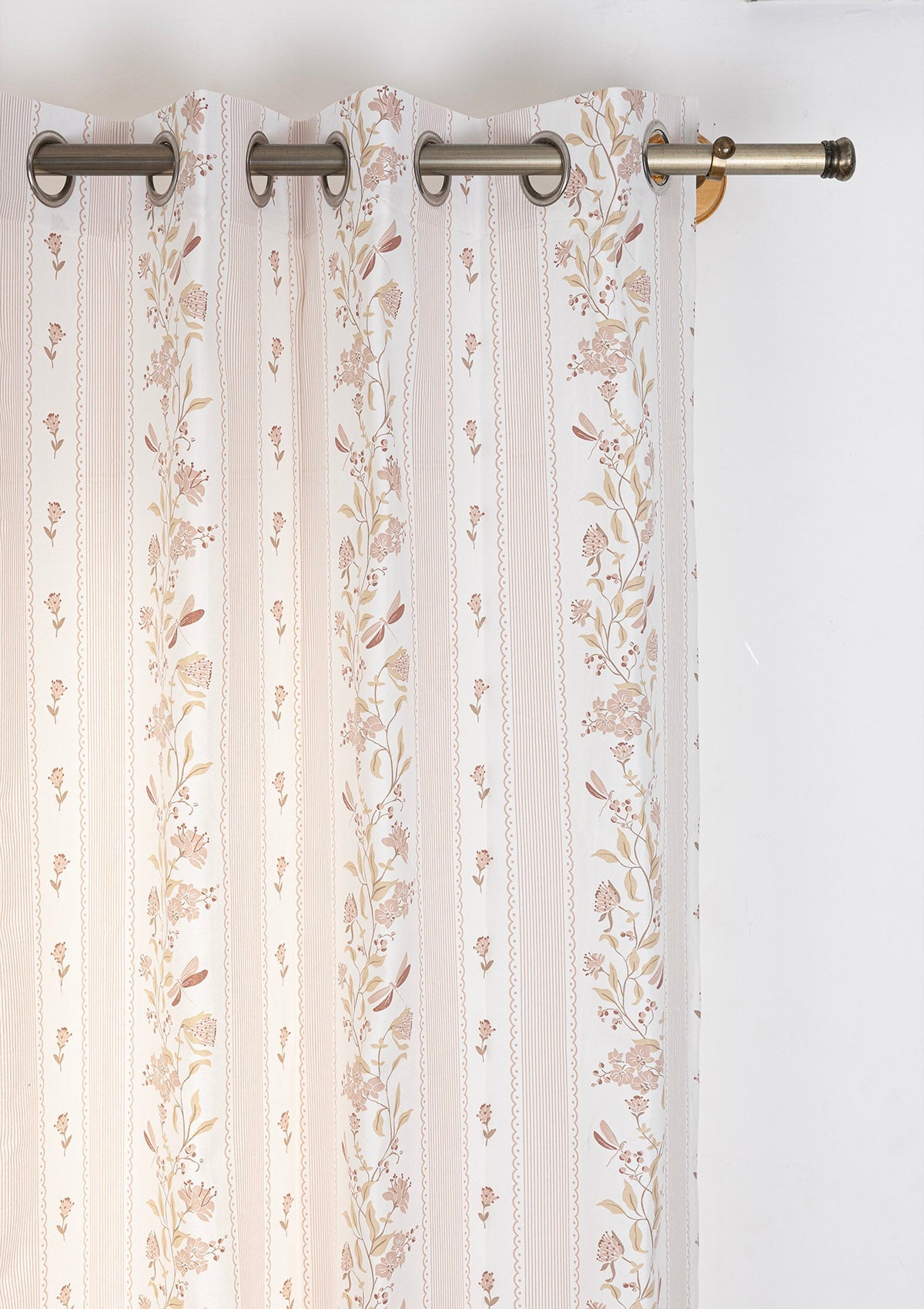 Flutter Pink Floral Printed 100% Cotton Curtain For Bedroom | Light Reduction | Single Piece