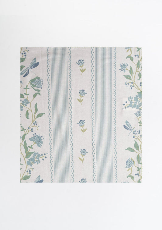 Flutter floral 100% cotton Fabric for living room - Light Reduction - Nile Blue