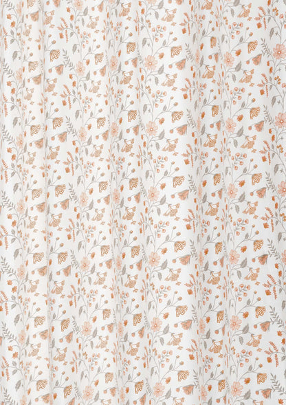 Forest bloom 100% cotton floral curtain for living room - Light Reduction - Orange - Single Piece