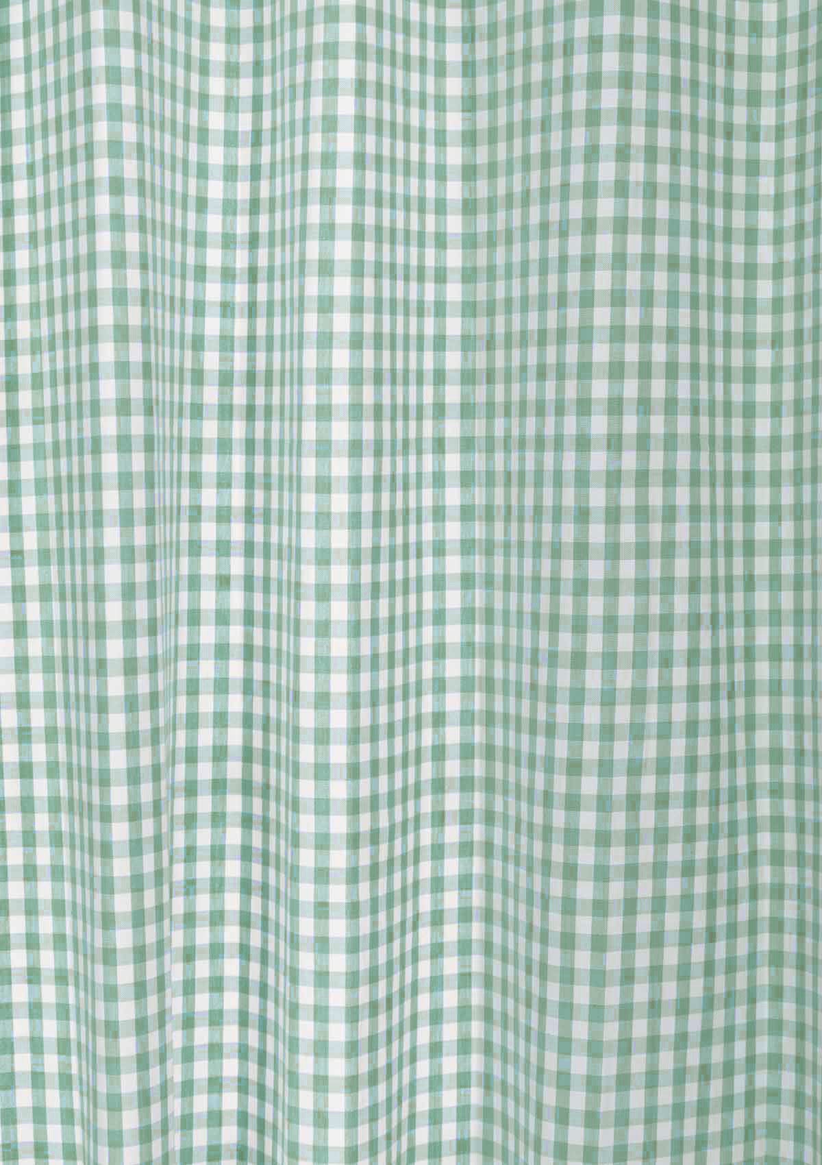 Gingham Woven 100% cotton geometric curtain for living room - Light Reduction - Sage Green - Single Piece
