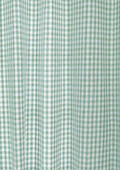 Gingham Woven 100% cotton geometric curtain for living room - Light Reduction - Sage Green - Single Piece