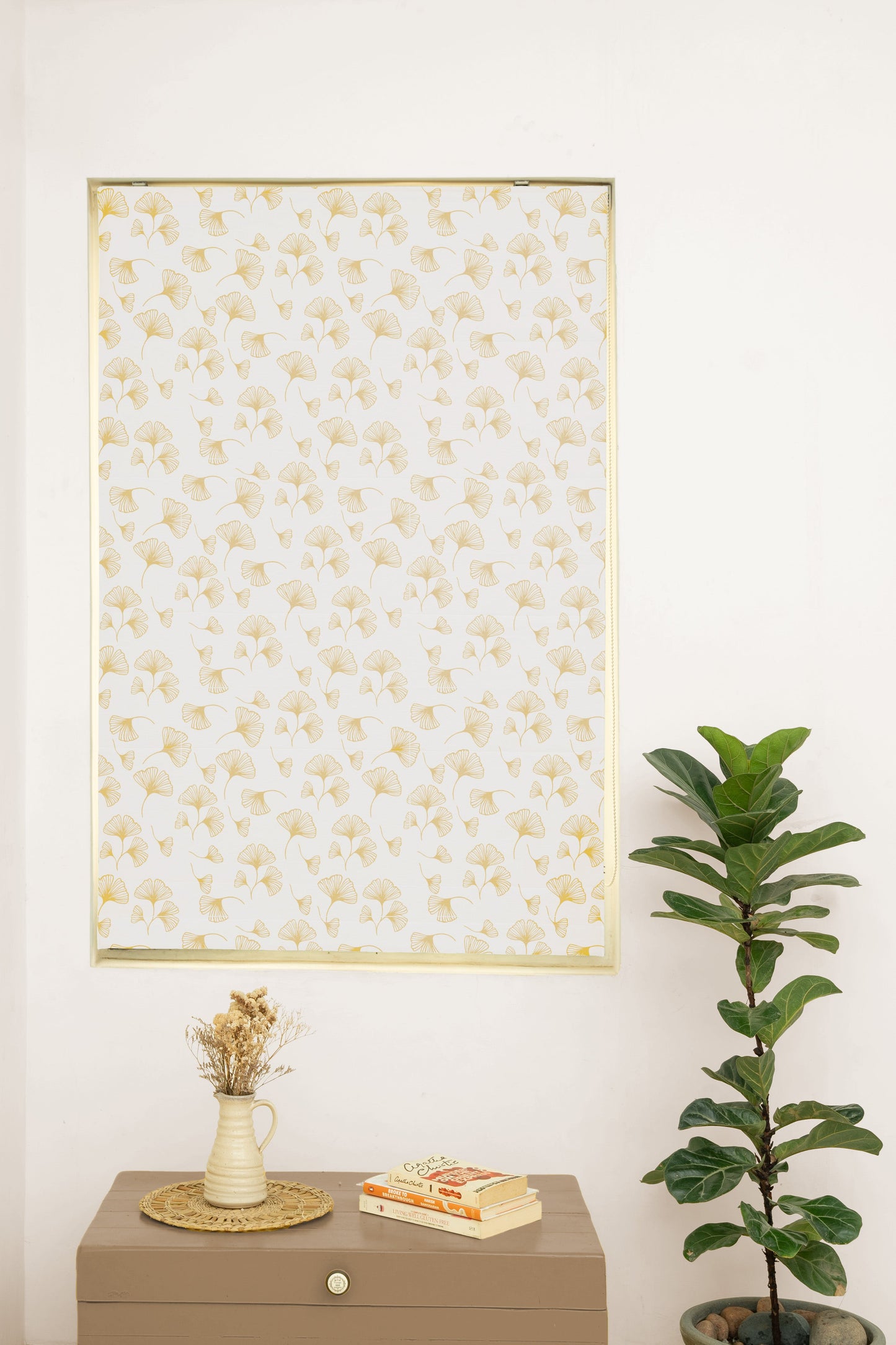 GIngko 100% Cotton Sheer Printed Customizable blind for livingroom & Bedrooms-Light Filtering