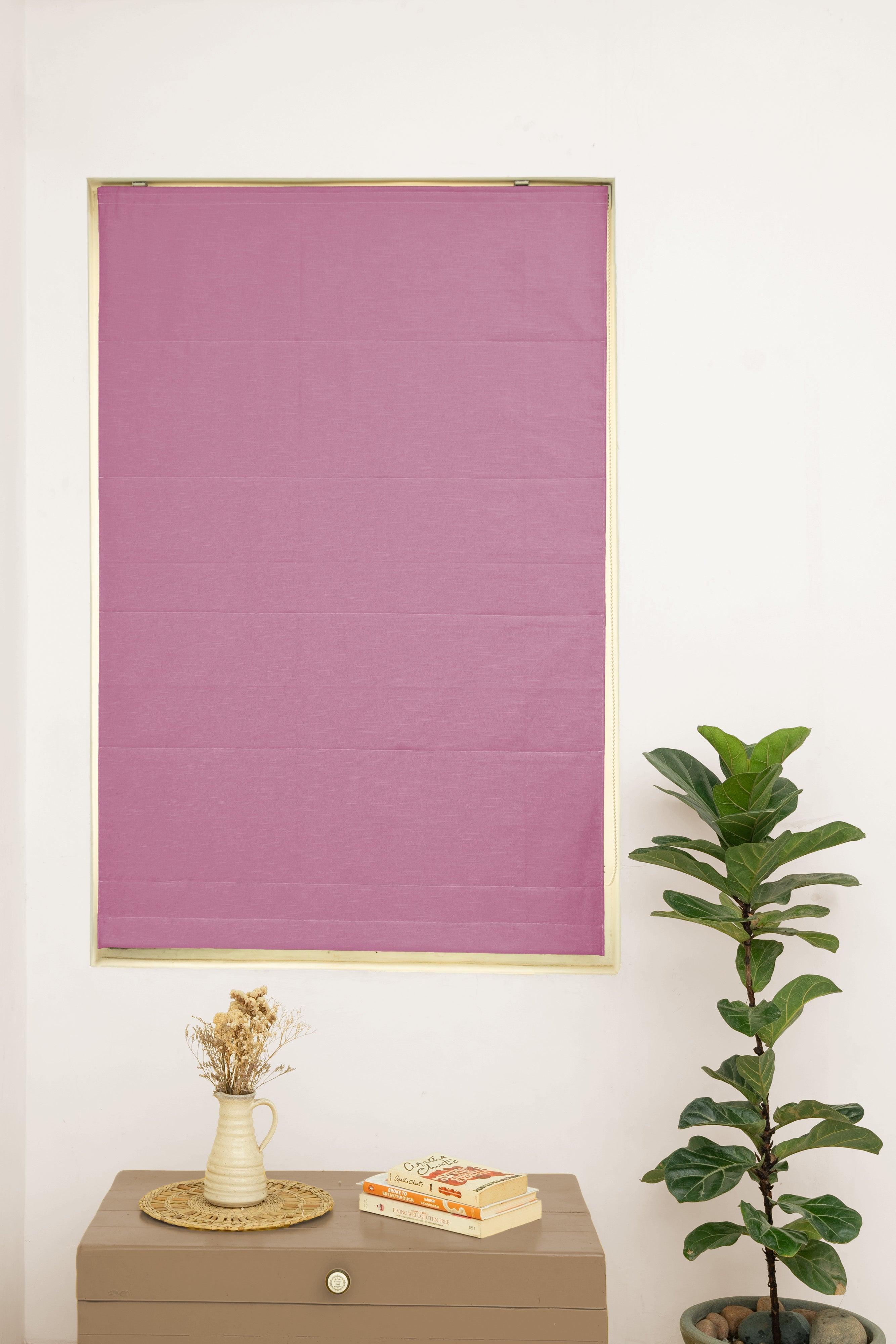 Solid Grape 100% Customizable Cotton plain blind for bedroom - Room darkening