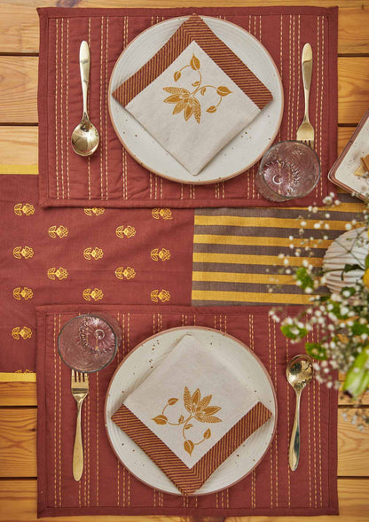 Great Rann 100% cotton elegant table runner for 4 seater or 6 seater Dining - Brick red