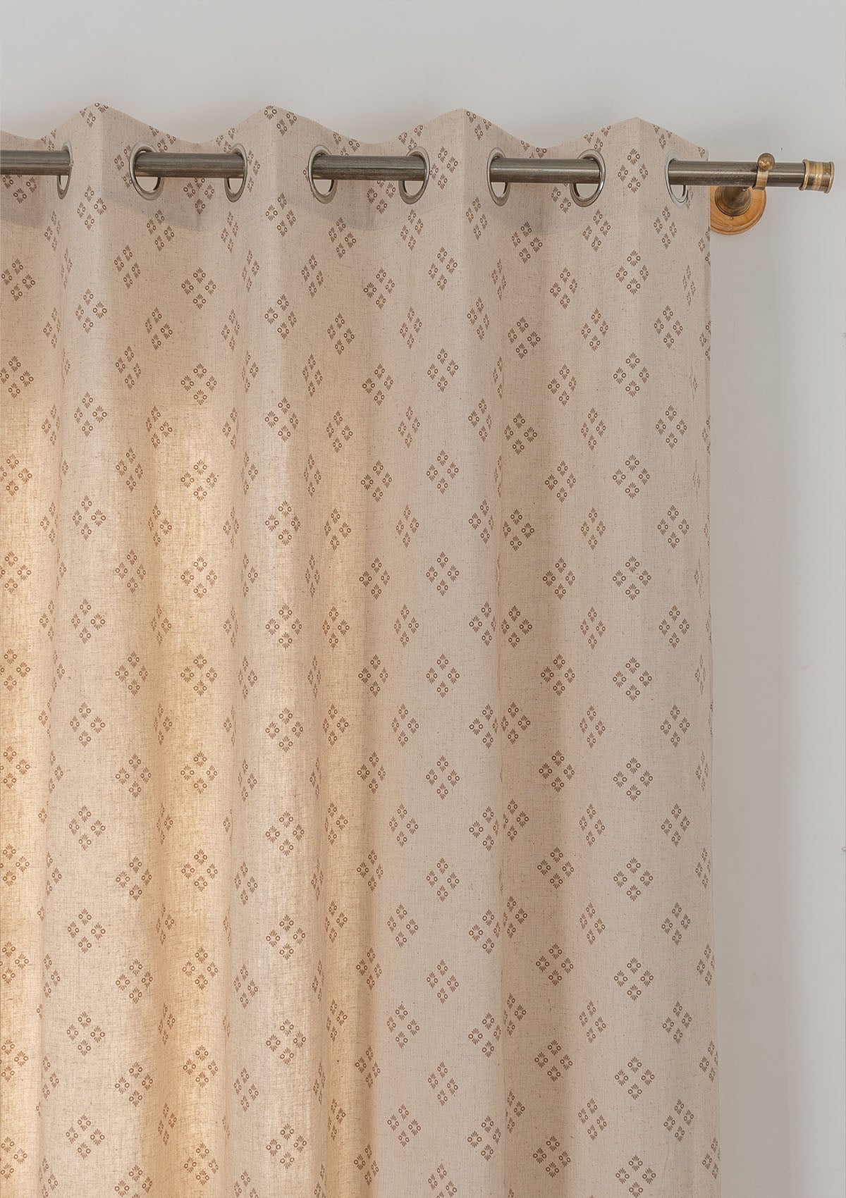 Harvest linen cotton textured minimal design curtain for living room - Light Reduction - Brown - Single Piece