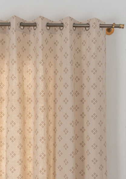 Harvest linen cotton textured minimal design curtain for living room - Light Reduction - Brown - Single Piece