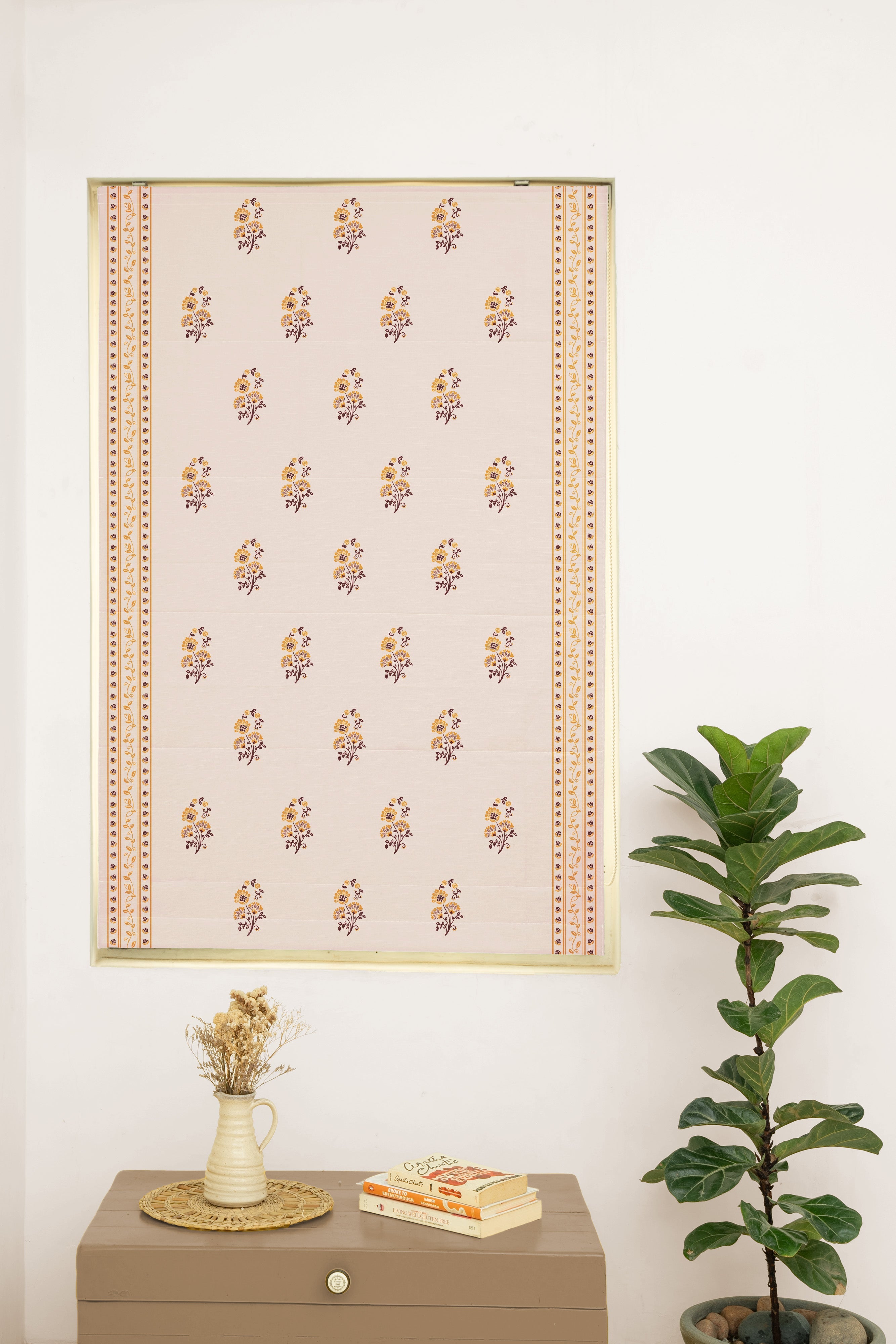 Indus 100% Customizable Cotton floral blind for living room - Room darkening