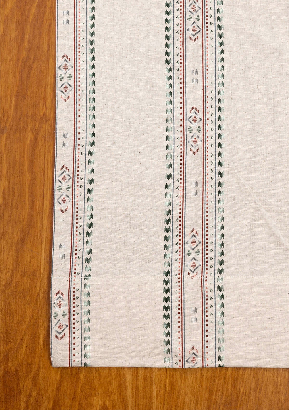 Kalai Linen Cotton Printed Green and Red Table Cloth