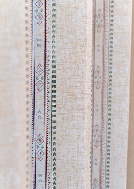 Kalai Linen Cotton Printed Curtain for living room & bedroom - Light Reduction - Multicolor - Single Piece