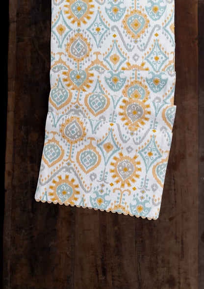 Laya 100% Cotton Printed Yellow and Blue Table Runner