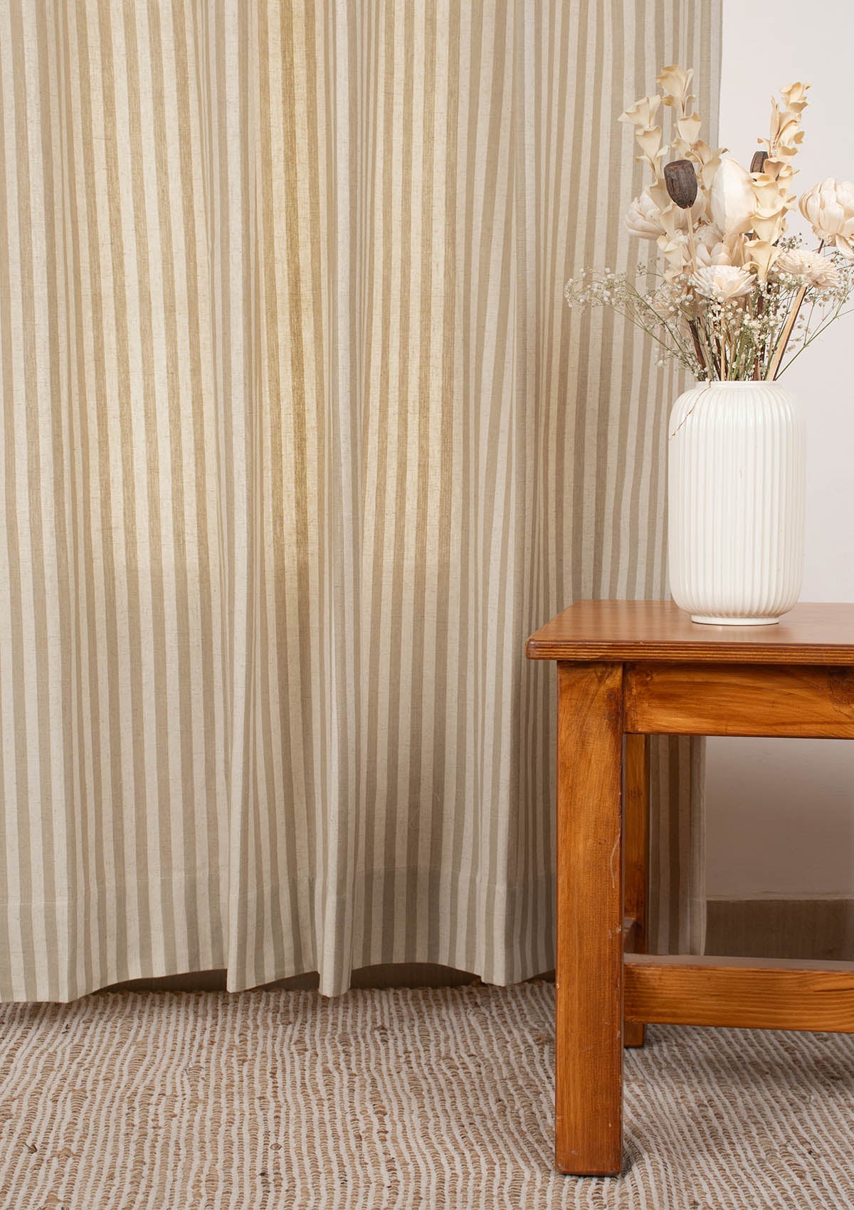 Loom 100% cotton Geometric pattern Fabric - Room darkening - Beige