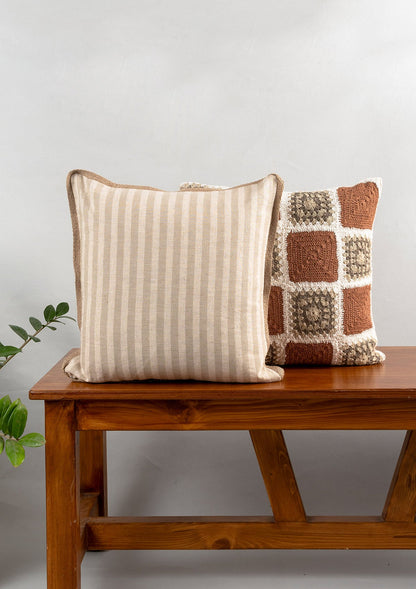Loom Linen minimal design Cushion Cover for Sofa - Beige