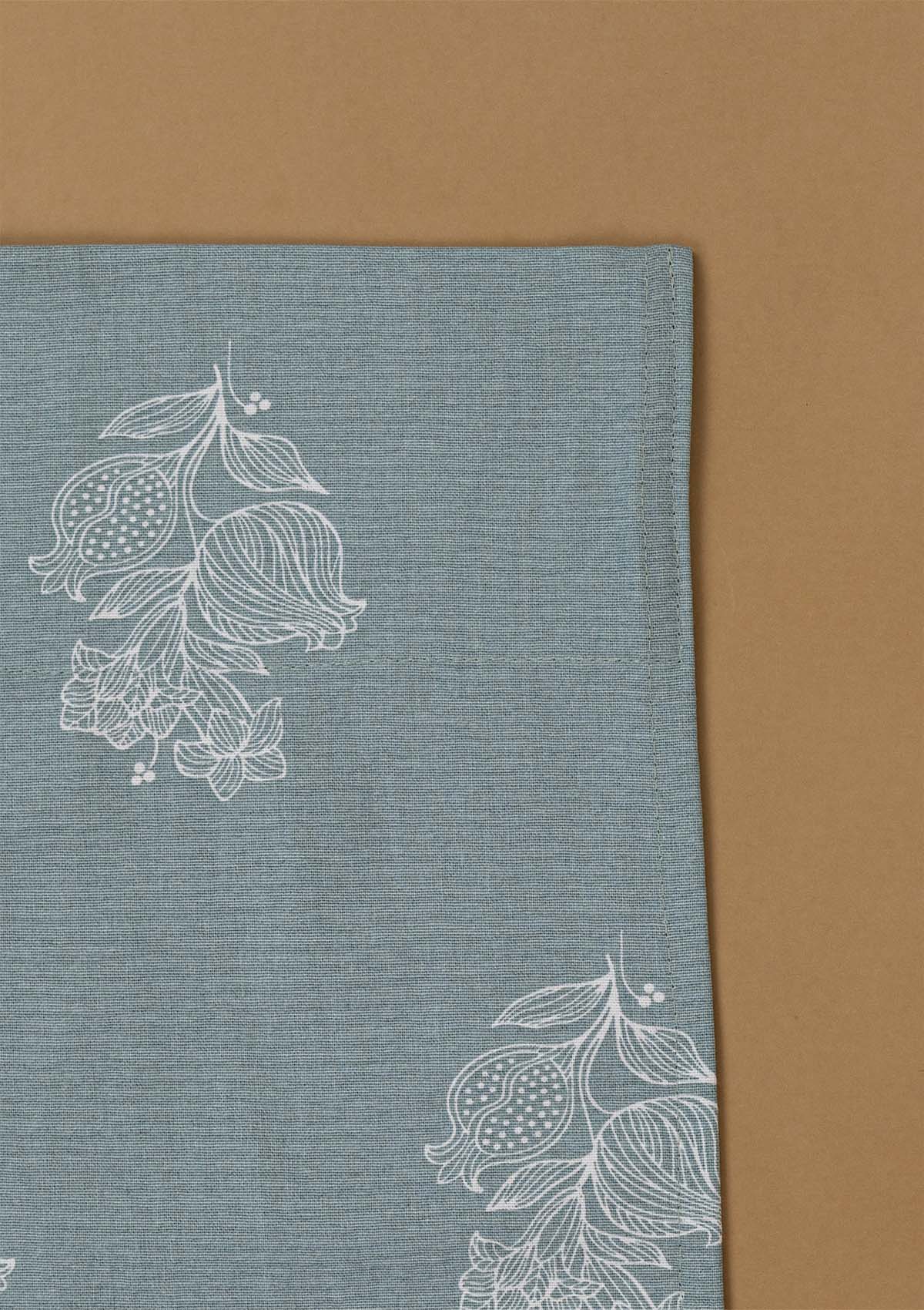 Malabar Marine Teal Floral Printed 100% Cotton Curtain For Bedroom | Light Reduction | Single Piece