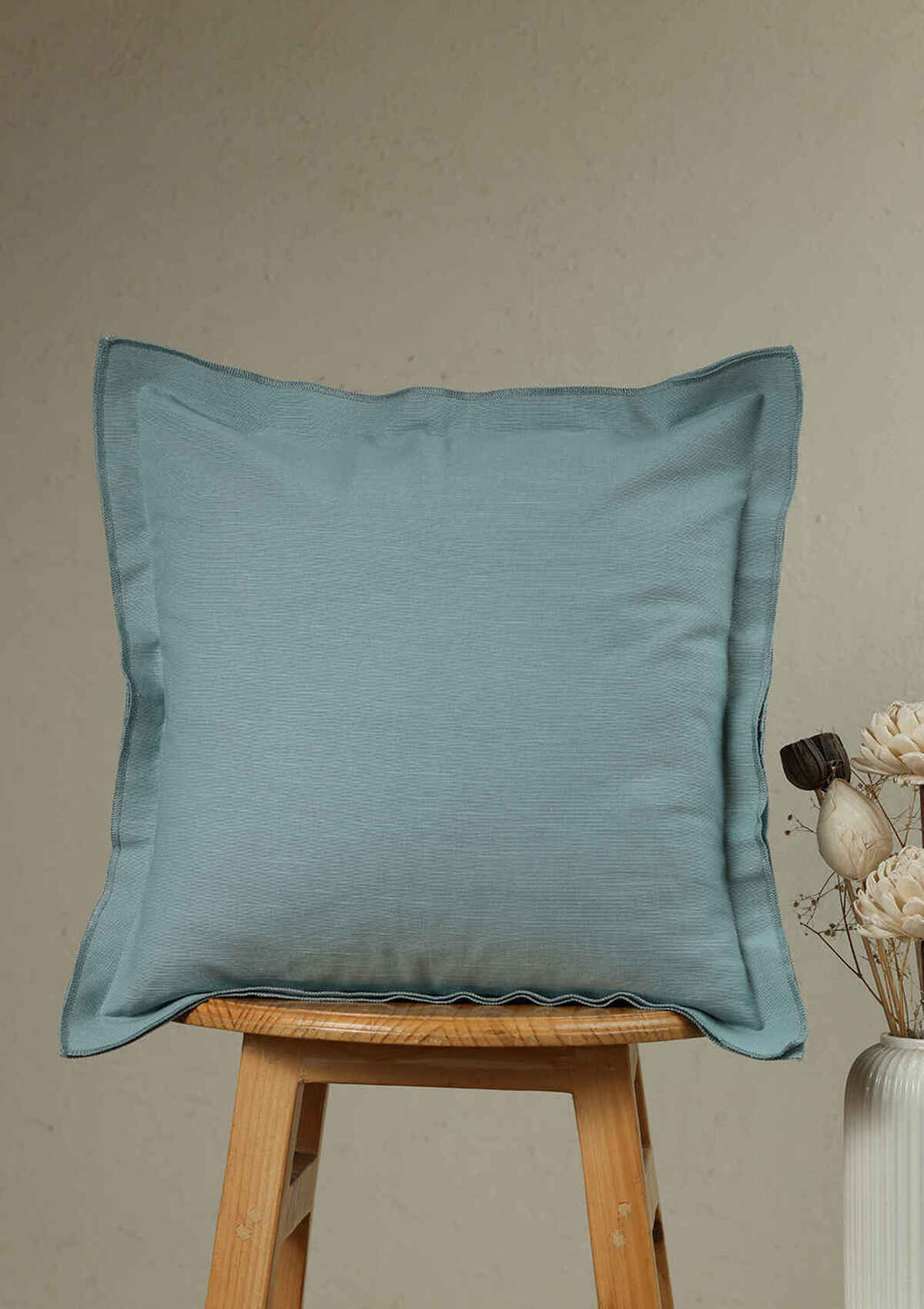 Marine Teal Solid 100% Cotton Cushion Cover For Sofa