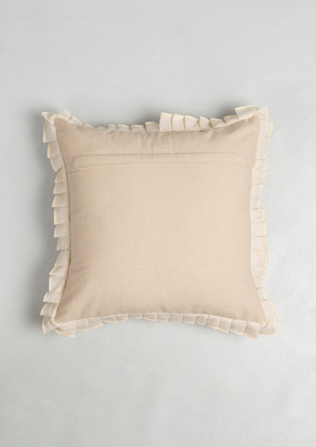 Medley Embroidered minimal design 100% Cotton Cushion Cover for Sofa - Cream