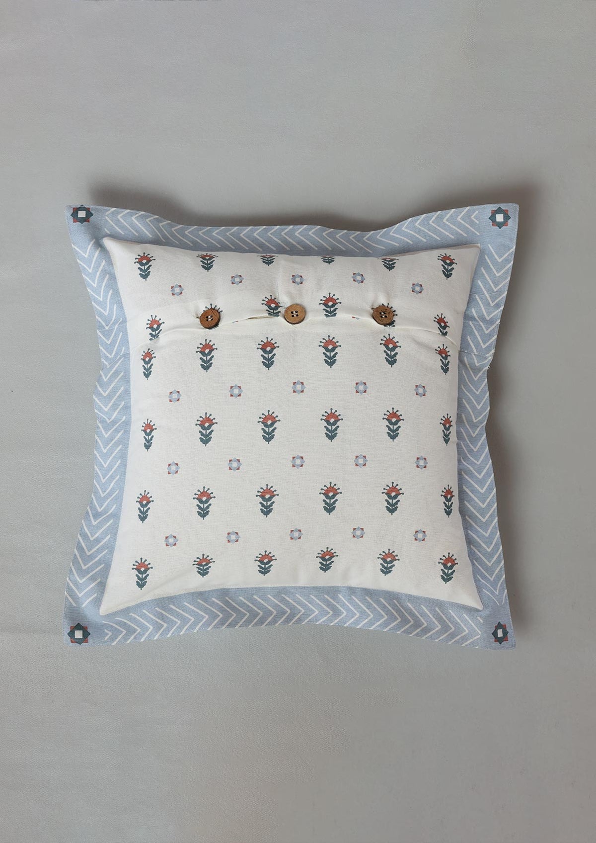 Montrose Blue | Printed Floral |100% Cotton Cushion Cover For Sofa