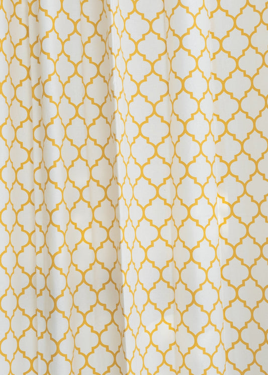 Trellis printed cotton Fabric - Mustard