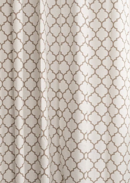 Trellis printed cotton Fabric - Walnut-Grey